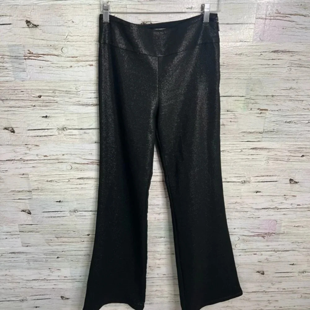 Artelier Nicole  miller black sparkly flare pants bottoms size 2